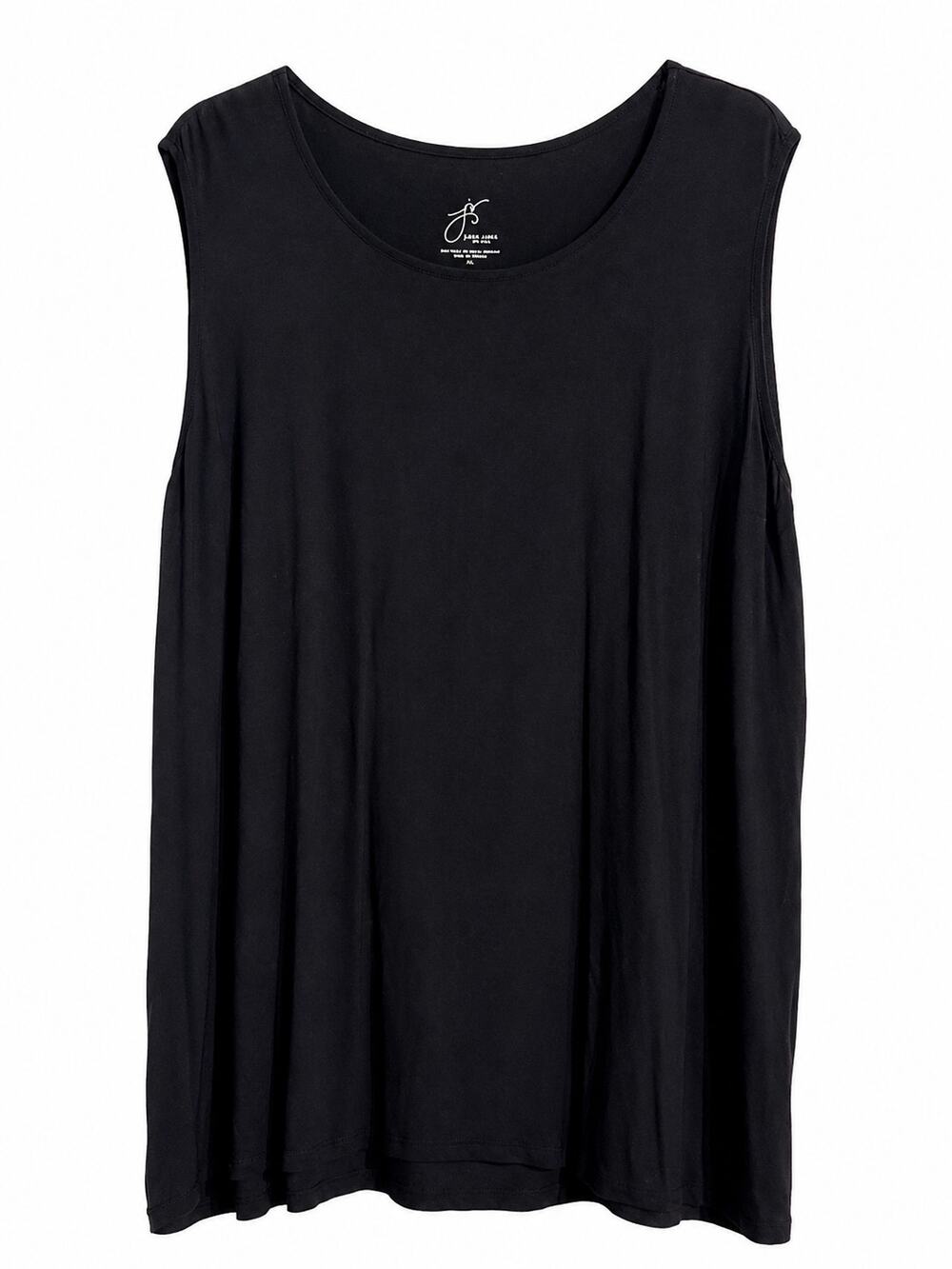 Joan Vass Black Sleeveless Tunic Top Plus Size 3X Side Slit Relaxed